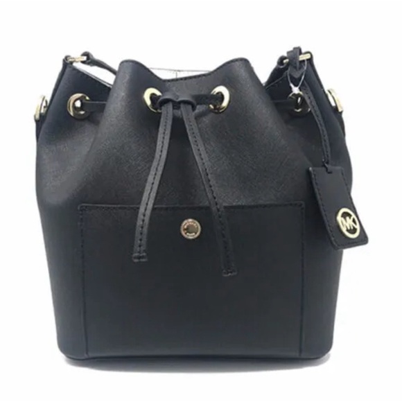 Michael Kors Greenwich Medium Bucket Bag Bicolor/Black & White (Gold Hardware) - Picture 4 of 15